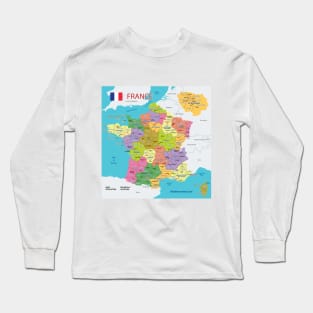 Administrative map of France Long Sleeve T-Shirt